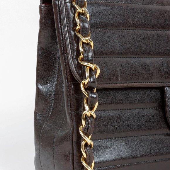 *SOLD* Chanel Vintage CC Horizontal Quilt Brown Jumbo Flap Bag - Picture 8 of 15